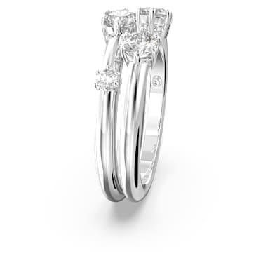 Pierścionek Constella, Zestaw (2), Szlif okrągły, Biały, Powłoka z rodu - Swarovski, 5640963