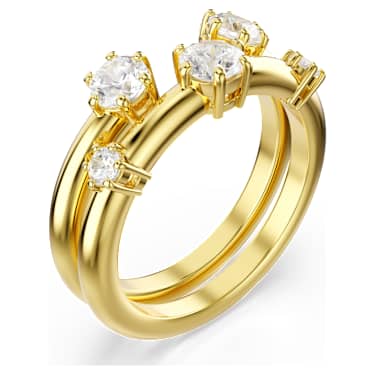Constella ring, Set (2), Round cut, White, 18K gold finish - Swarovski, 5640967