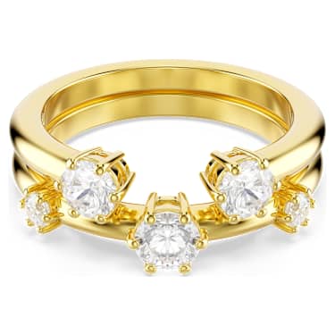 Constella ring, Set (2), Round cut, White, 18K gold finish - Swarovski, 5640967