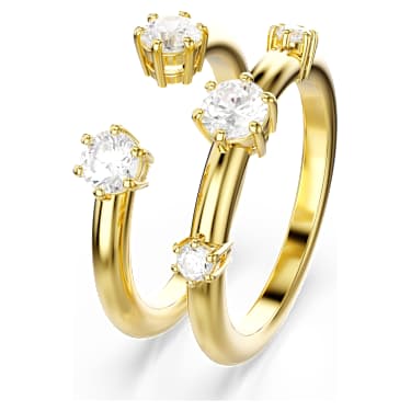 Constella ring, Set (2), Round cut, White, 18K gold finish - Swarovski, 5640967