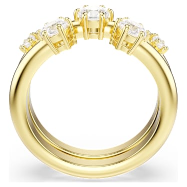 Constella ring, Set (2), Round cut, White, 18K gold finish - Swarovski, 5640967