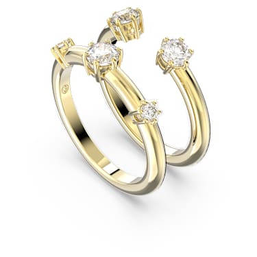 Constella ring, Set (2), Round cut, White, Gold-tone plated - Swarovski, 5640968