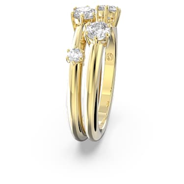 Constella ring, Set (2), Round cut, White, Gold-tone plated - Swarovski, 5640968