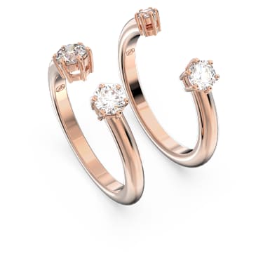 Constella ring, Set (2), Round cut, White, Rose gold-tone Constella ring, Set (2), Round cut, White, Rose gold-tone