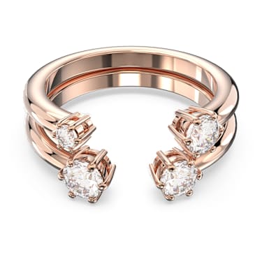 Constella 戒指, 套装 (2)，圆形切割, 白色, 镀玫瑰金色调 - Swarovski, 5640971