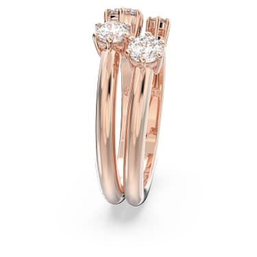 Constella 戒指, 套装 (2)，圆形切割, 白色, 镀玫瑰金色调 - Swarovski, 5640971