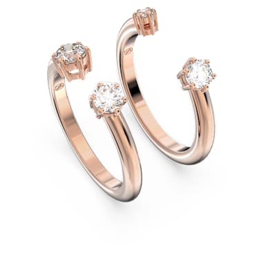 Constella 戒指, 套装 (2)，圆形切割, 白色, 镀玫瑰金色调 - Swarovski, 5640973