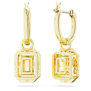 Millenia drop earrings, Octagon cut, Yellow, Gold-tone plated - Swarovski, 5641169