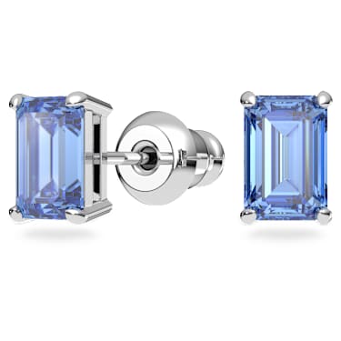 Una set, Octagon cut, Blue, Rhodium plated - Swarovski, 5641171