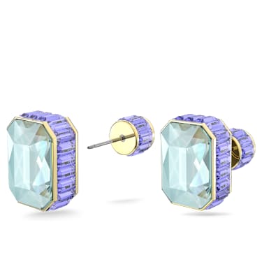 Chroma stud earrings, Octagon cut, Multicoloured, Gold-tone plated - Swarovski, 5641406