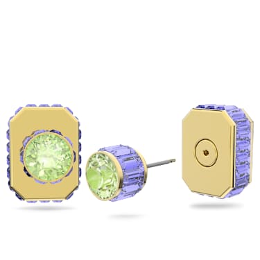 Chroma stud earrings, Octagon cut, Multicoloured, Gold-tone plated - Swarovski, 5641406
