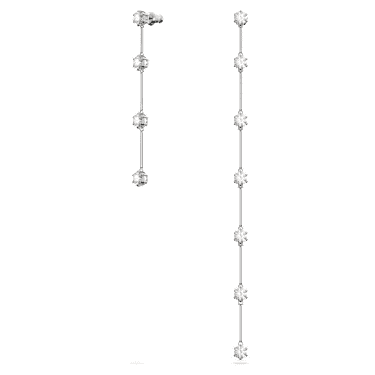 Pendientes Constella, Diseño asimétrico, Talla redonda, Blancos, Baño de rodio - Swarovski, 5641681