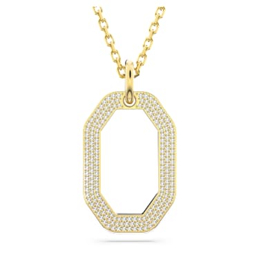 Dextera pendant, Octagon shape, Medium, White, Gold-tone plated - Swarovski, 5642387