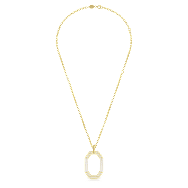 Dextera pendant, Octagon shape, Medium, White, Gold-tone plated - Swarovski, 5642387