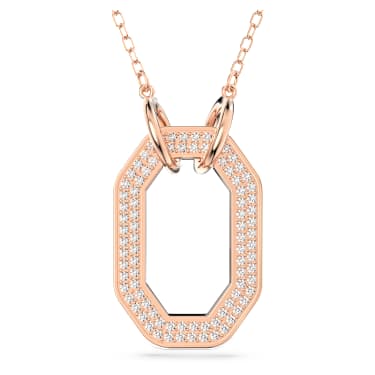 Dextera 链坠, 八边形, 白色, 镀玫瑰金色调 - Swarovski, 5642389