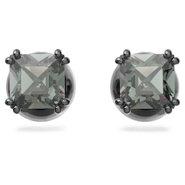 Millenia 스터드 이어링, 스퀘어 컷, 블랙, 루테늄 플래팅 - Swarovski, 5642511