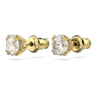 Stilla 耳釘, 圓形切割, 白色, 鍍金色色調 - Swarovski, 5642595