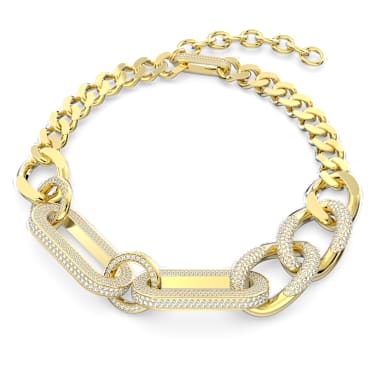 Dextera 네크리스, 스테이트먼트, 믹스 링크, 라지, 화이트, 골드 톤 플래팅 - Swarovski, 5642605