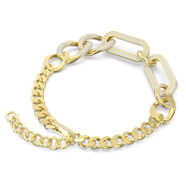 Dextera 네크리스, 스테이트먼트, 믹스 링크, 라지, 화이트, 골드 톤 플래팅 - Swarovski, 5642605