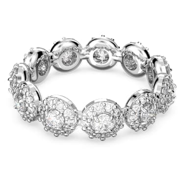 Constella ring, Round cut, Pavé, White, Rhodium plated | Swarovski