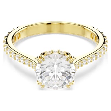 Constella cocktail ring, Round cut, Pavé, White, Gold-tone plated - Swarovski, 5642621