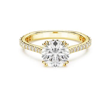 Stilla cocktail ring, Round cut, Pavé, White, Gold-tone plated - Swarovski, 5642621