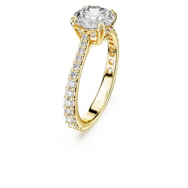 Stilla cocktail ring, Round cut, Pavé, White, 18K gold finish - Swarovski, 5642621