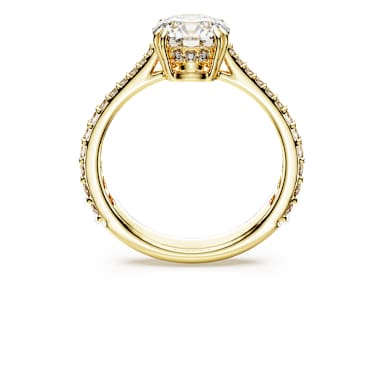 Stilla cocktail ring, Round cut, Pavé, White, 18K gold finish - Swarovski, 5642621