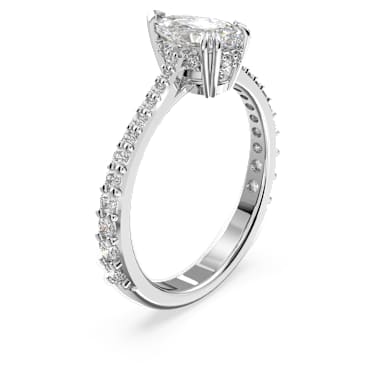 Millenia cocktail ring, Pear cut, Pavé, White, Rhodium plated