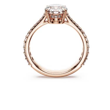 Koktejlový prsten Stilla, Kulatý výbrusx, Pavé, Bílá, Povrchová úprava z 18k růžového zlata - Swarovski, 5642643