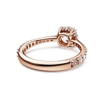 Koktejlový prsten Stilla, Kulatý výbrusx, Pavé, Bílá, Povrchová úprava z 18k růžového zlata - Swarovski, 5642643