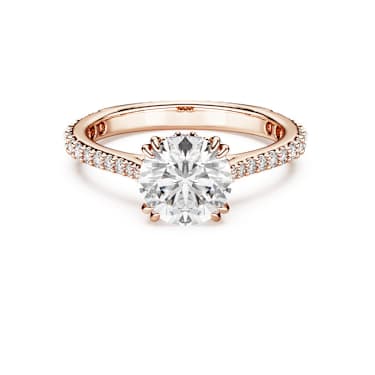 Anillo de cóctel Stilla, Talla redonda, Pavé, Blanco, Baño tono oro rosa - Swarovski, 5642646