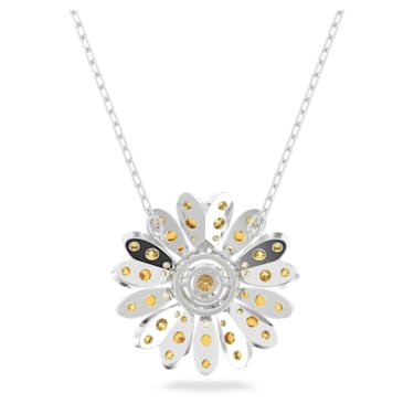 Swarovski Crystal Silver Floral Necklace set , Long Bridal Jewelry Cry –  TheMillenniumBride