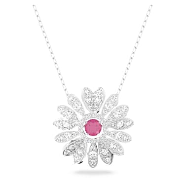 Eternal Flower pendant Flower Pink Rhodium plated Swarovski
