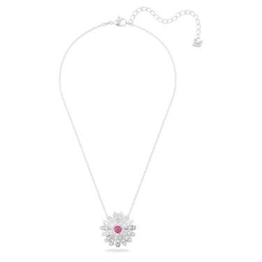 Eternal Flower pendant, Flower, Pink, Rhodium plated | Swarovski