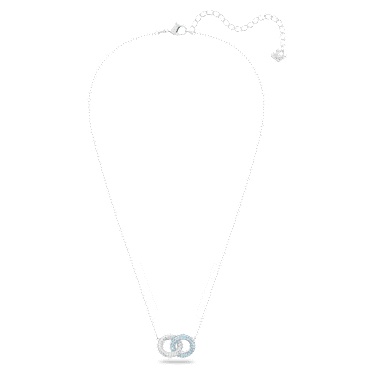 Dextera necklace, Pavé, Intertwined circles, Blue, Rhodium plated