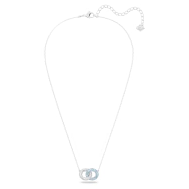 Stone necklace, Pavé, Intertwined circles, Blue, Rhodium plated - Swarovski, 5642883