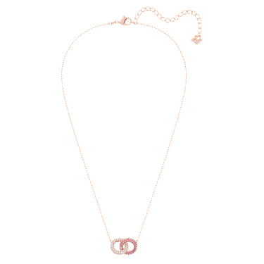 Dextera ketting, Verstrengelde cirkels, Roze, Roségoudkleurige toplaag - Swarovski, 5642884