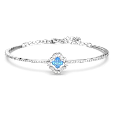 กำไล Una, ใบโคลเวอร์, น้ำเงิน, เคลือบโรเดียม - Swarovski, 5642922