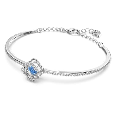 กำไล Una, ใบโคลเวอร์, น้ำเงิน, เคลือบโรเดียม - Swarovski, 5642922