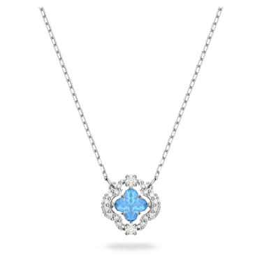 Collana Una, Quadrifoglio, Blu, Placcato rodio - Swarovski, 5642927