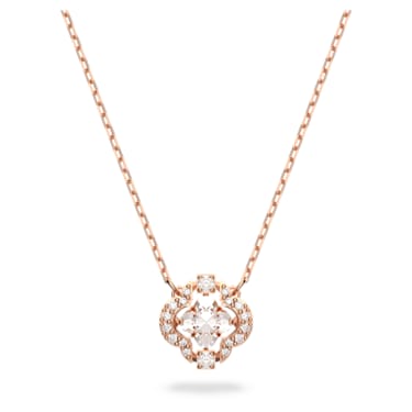 Swarovski Sparkling Dance necklace, Clover, White, Rose gold-tone plated - Swarovski, 5642928