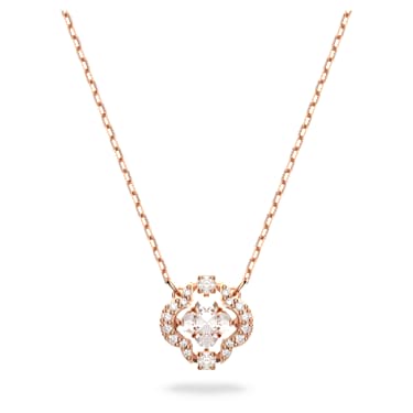 Una 项链, 幸运草, 白色, 玫瑰金色饰面 - Swarovski, 5642928