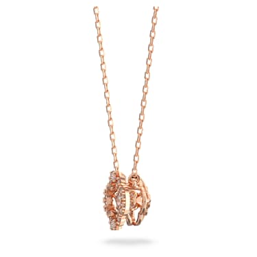Una 項鏈, 幸運草, 白色, 18K 金（玫瑰金色）飾面 - Swarovski, 5642928