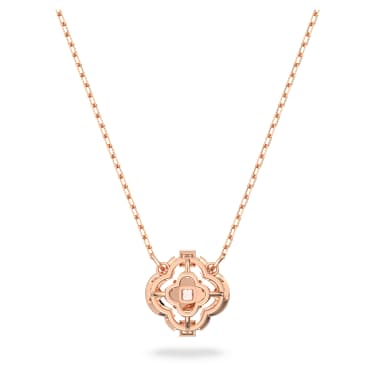 Una 項鏈, 幸運草, 白色, 鍍金（玫瑰金色飾面） - Swarovski, 5642928