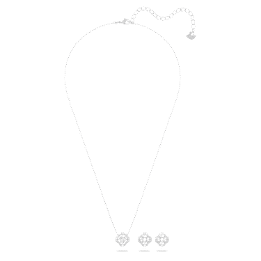 Una set, Mixed cuts, Clover, White, Rhodium plated - Swarovski, 5642929