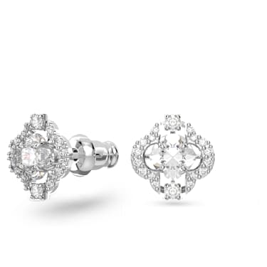 Set Una, Taglio misto, Quadrifoglio, Bianco, Placcato rodio - Swarovski, 5642929