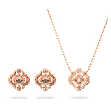 Una set, Mixed cuts, Clover, White, Rose gold-tone plated - Swarovski, 5642930