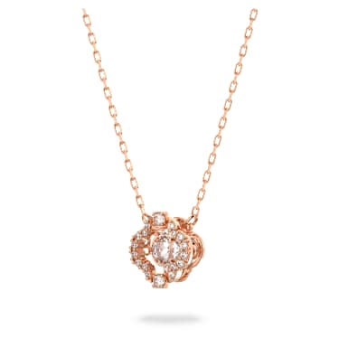 Komplet Una, Mešani rezi, Deteljica, Bela, Prevleka rožnato zlatega odtenka - Swarovski, 5642930