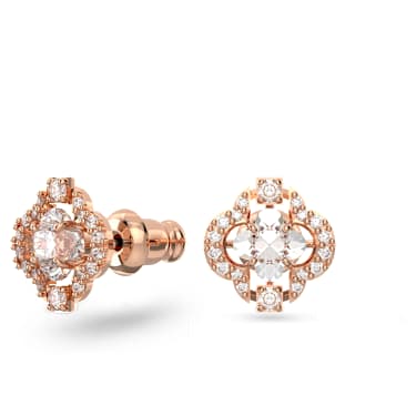 Una set, Mixed cuts, Clover, White, Rose gold-tone plated - Swarovski, 5642930